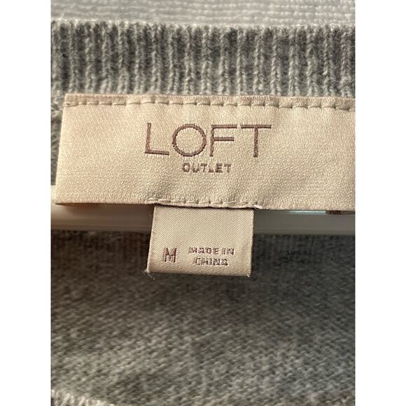 Loft outlet‎ medium sweater gray white 100% cotton - Picture 6 of 7